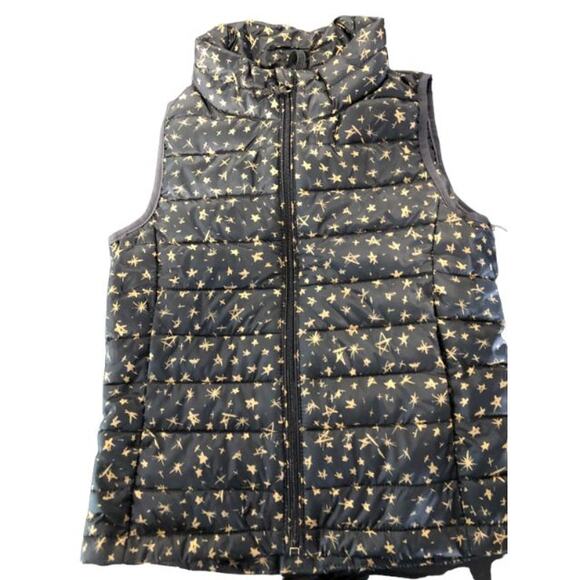 New Amazon Essentials Girls Black Star Full Zip Puffer Vest Youth Size Large - Picture 2 of 2
